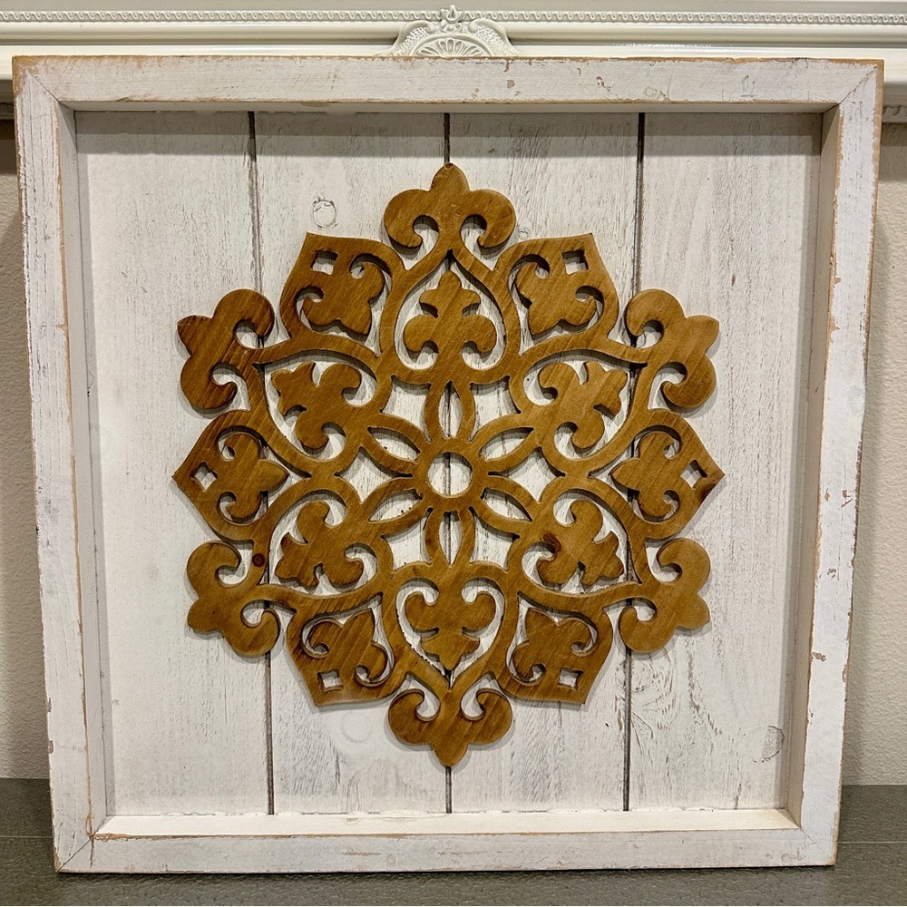 NEW Wooden Carved Medallion Wall Art Decor Plaque